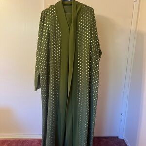 Green and Gold Long Abaya